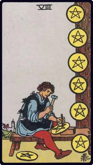 Eight of Pentacles tarot card