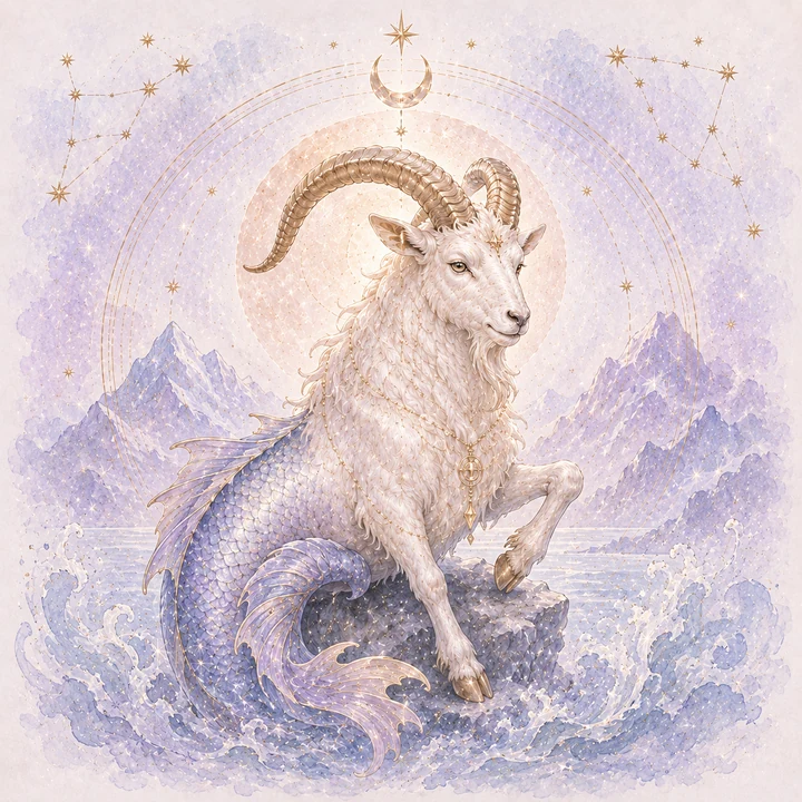 Capricorn zodiac sign illustration